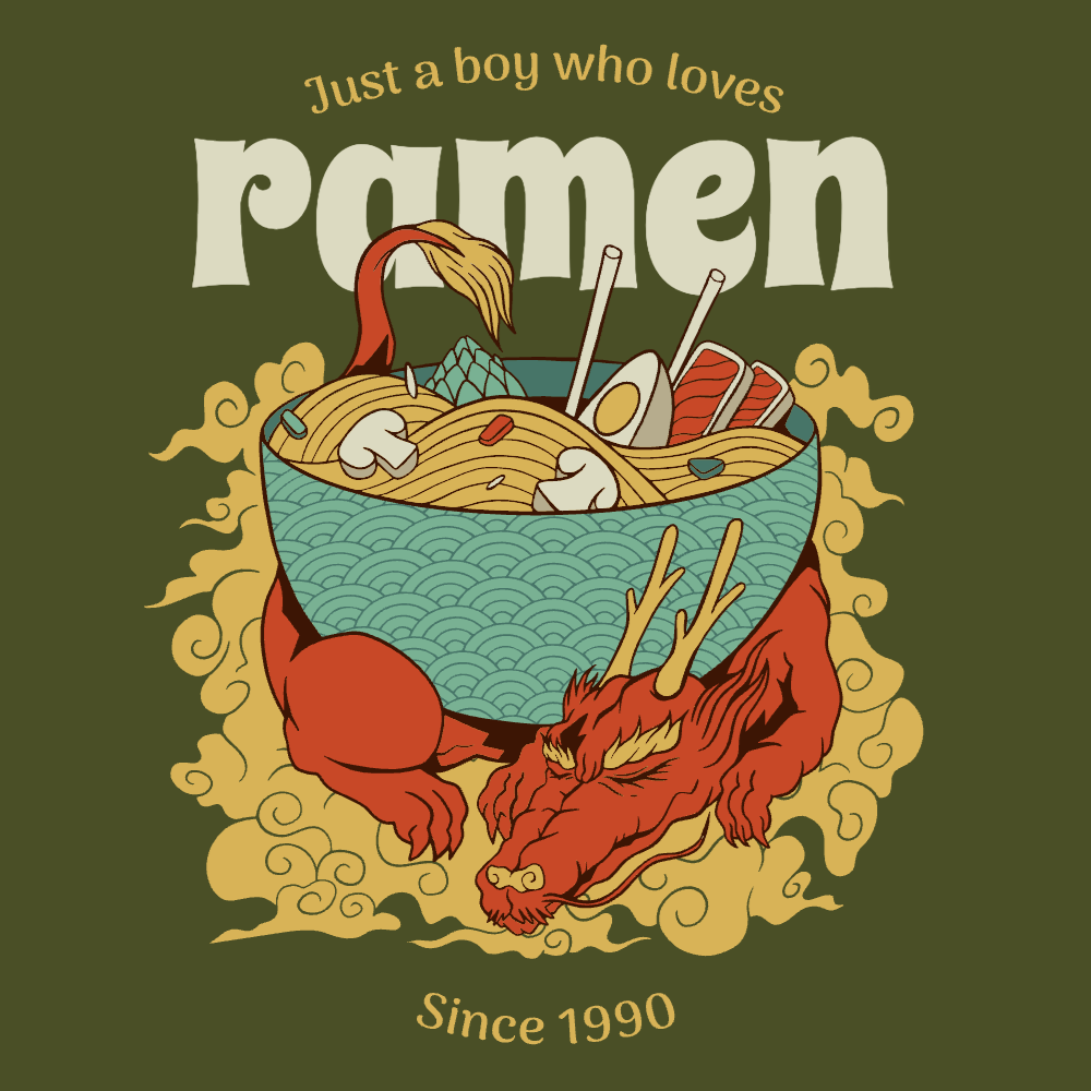 Dragon and ramen bowl editable t-shirt template | Create Online
