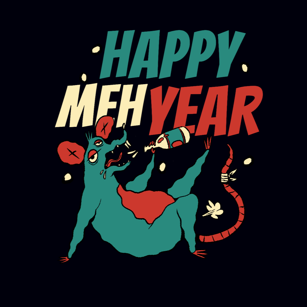 Drunk rat new year editable t-shirt template