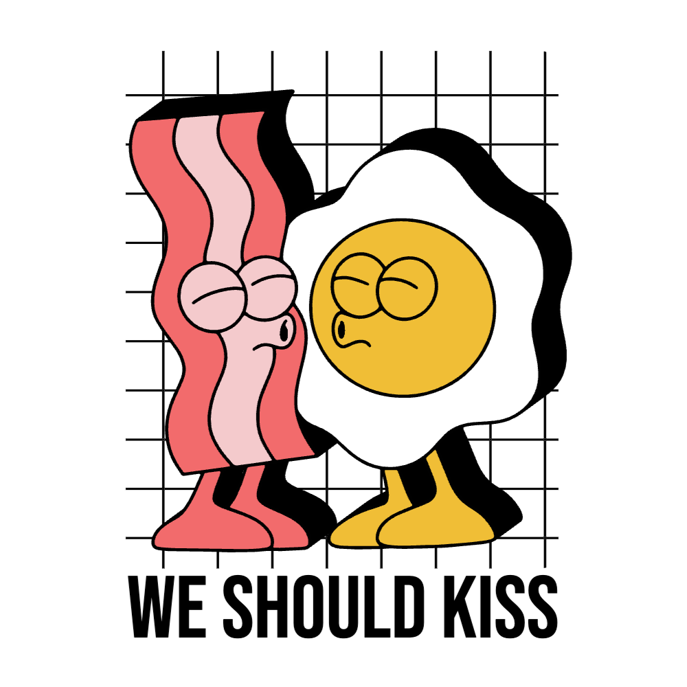 Egg bacon kiss editable t-shirt template
