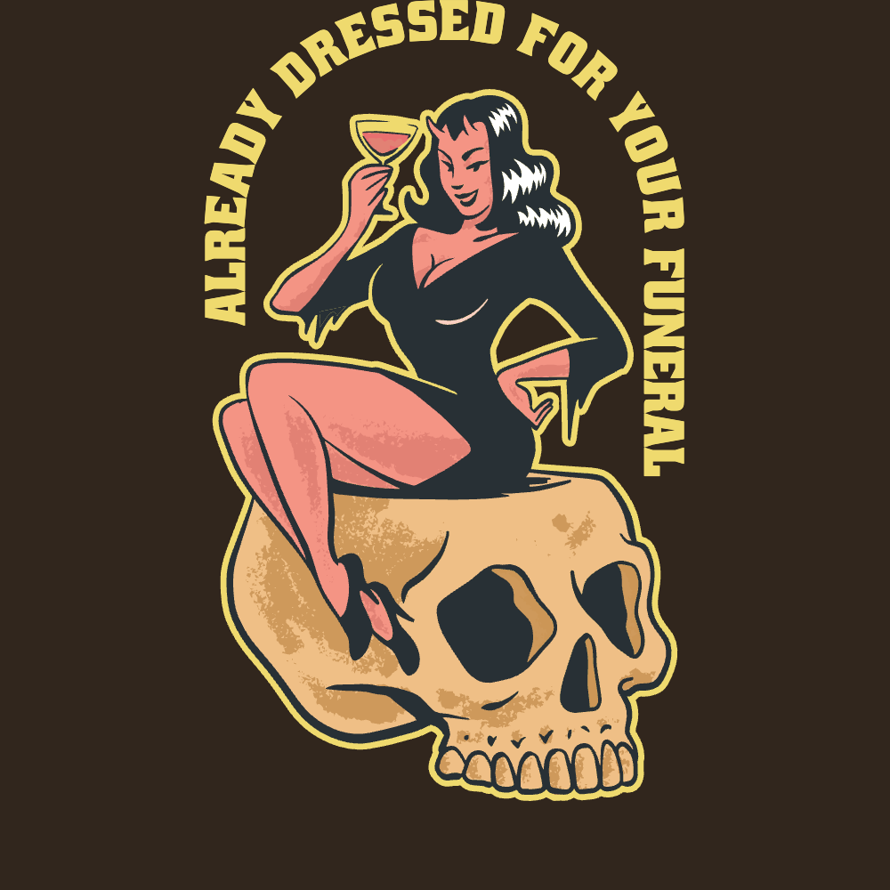 Female Devil skull editable t-shirt template | Create Merch