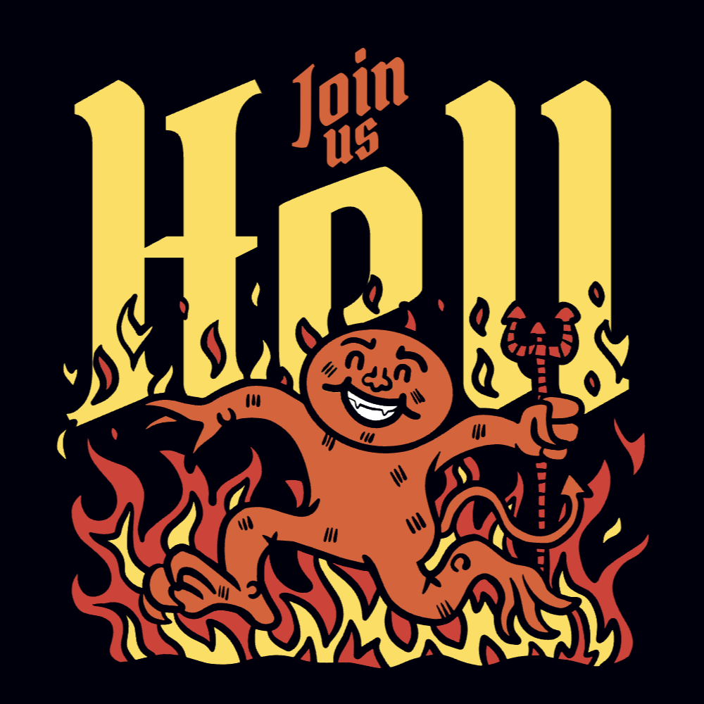 Fire devil hell editable t-shirt design template