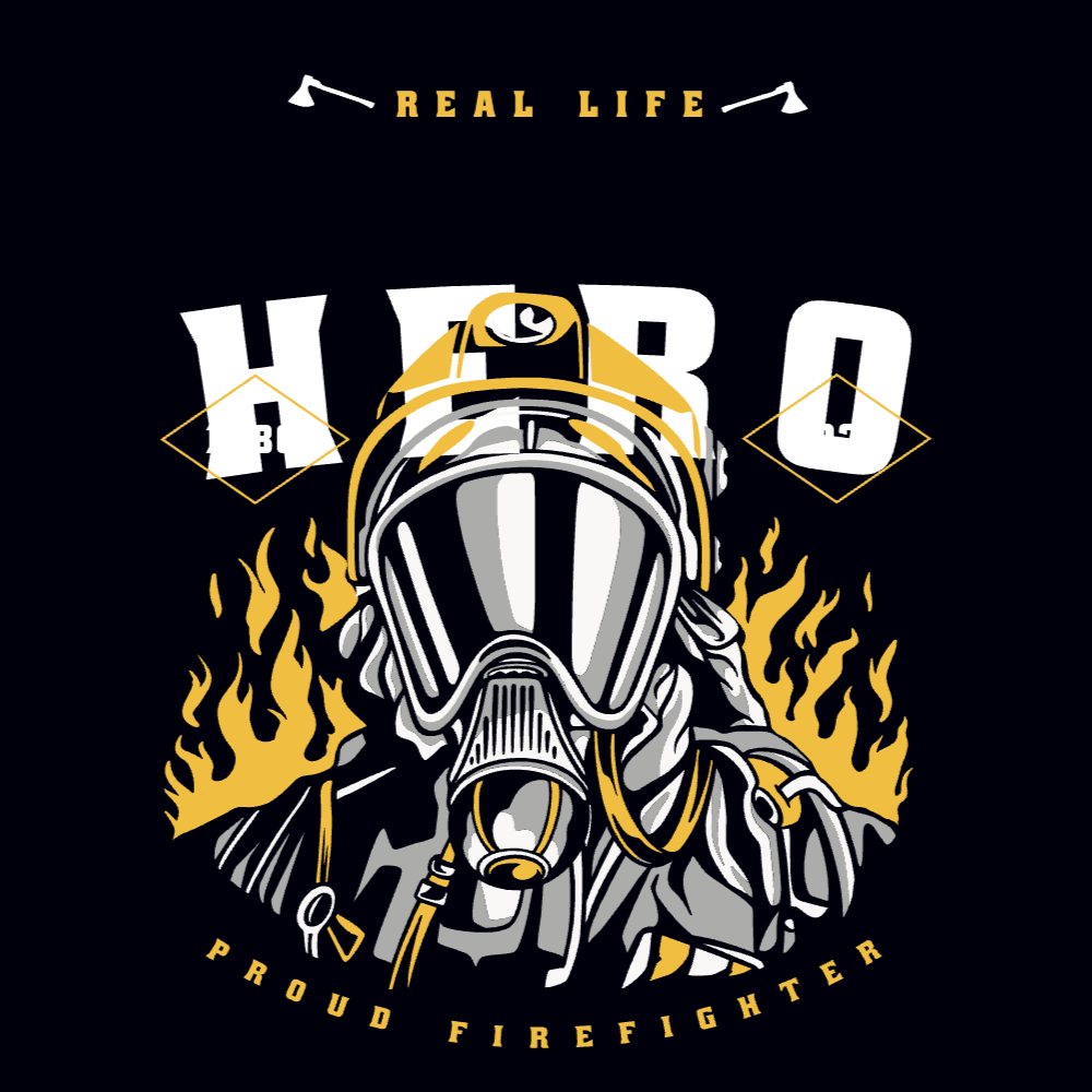 Firefighter hero editable t-shirt template