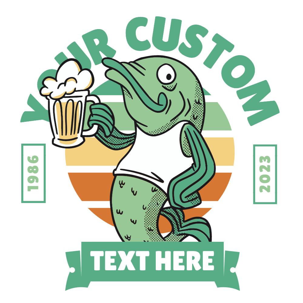 Fish with beer editable t-shirt template