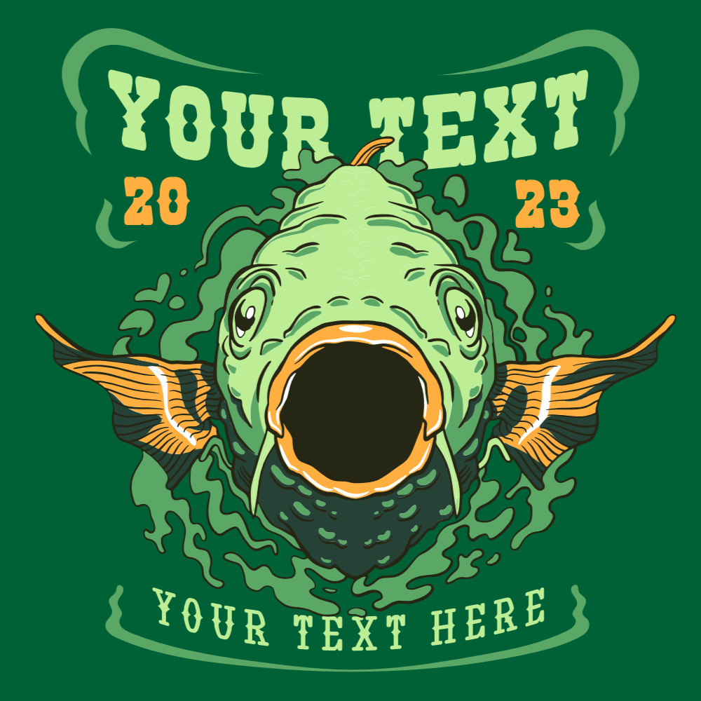 T-shirt mock-up template with carp fishing Vector Image