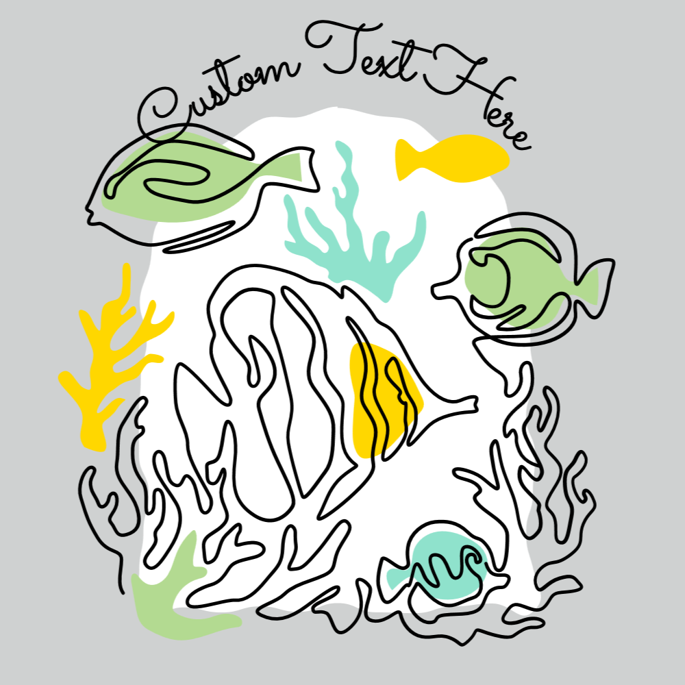 Fishes swimming continuous line editable t-shirt template