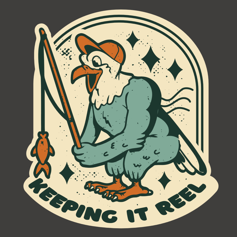 Fishing eagle editable t-shirt template | Create Merch Online