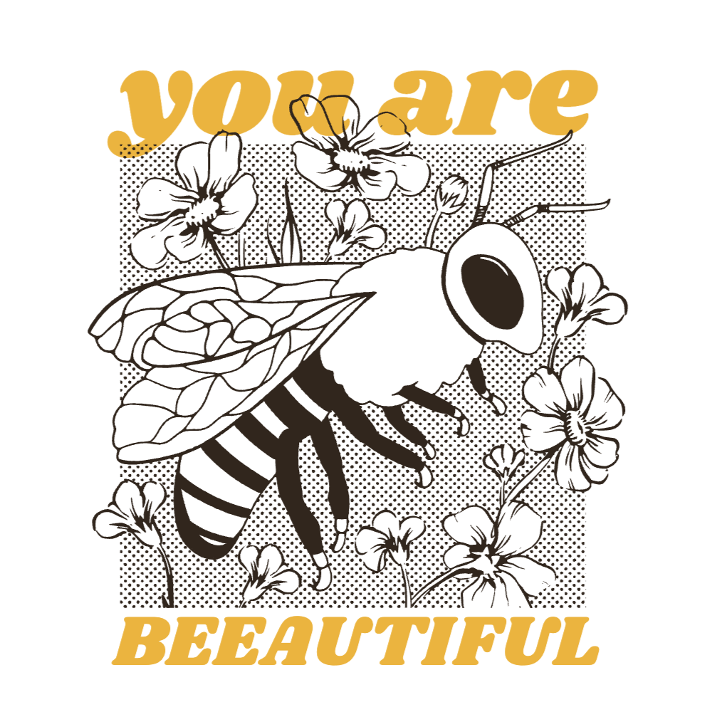 Floral bee editable t-shirt template