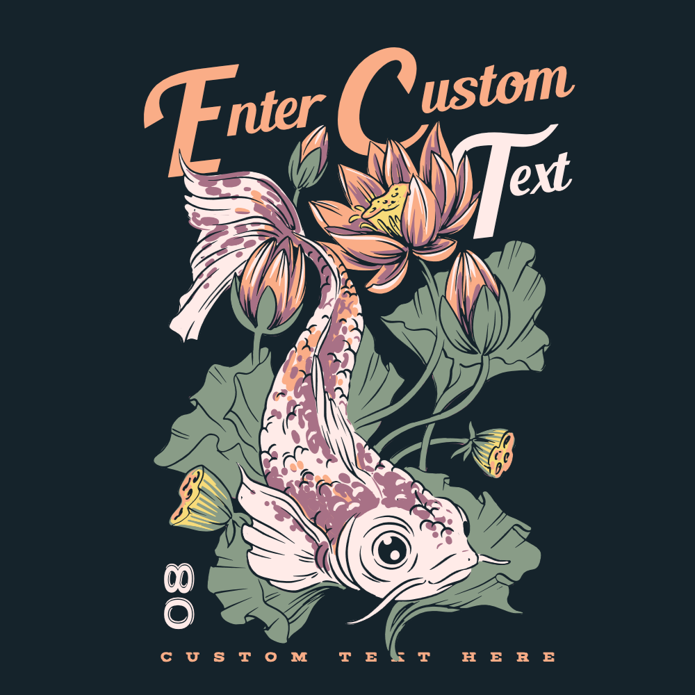 Floral fish editable t-shirt template