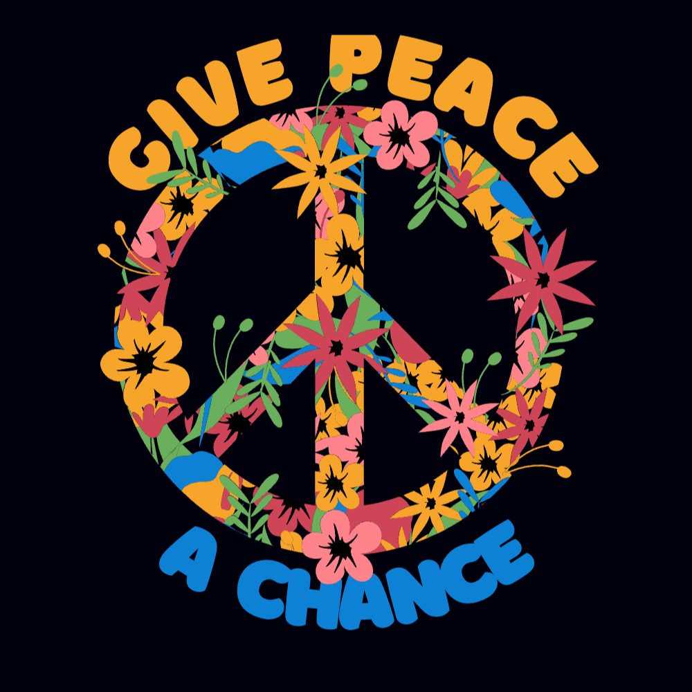 Floral peace symbol t-shirt template editable | Create Merch Online