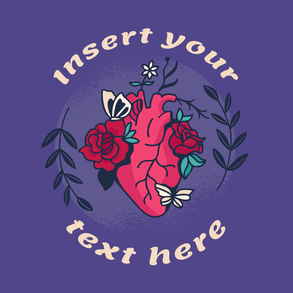 Floral traditional tattoo heart t-shirt template | Create Merch
