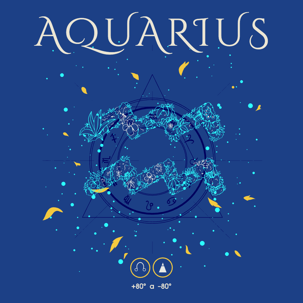 Floral zodiac Aquarius editable t-shirt design template