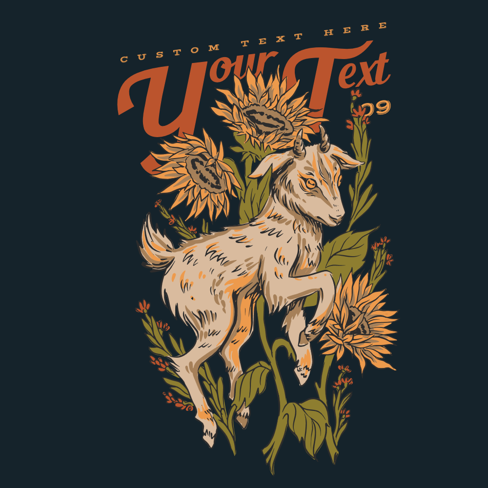 Forest goat editable t-shirt design template