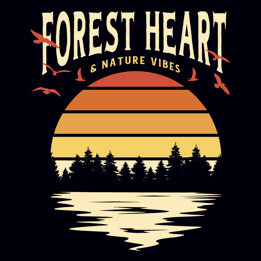 Forest sunset editable t-shirt design template