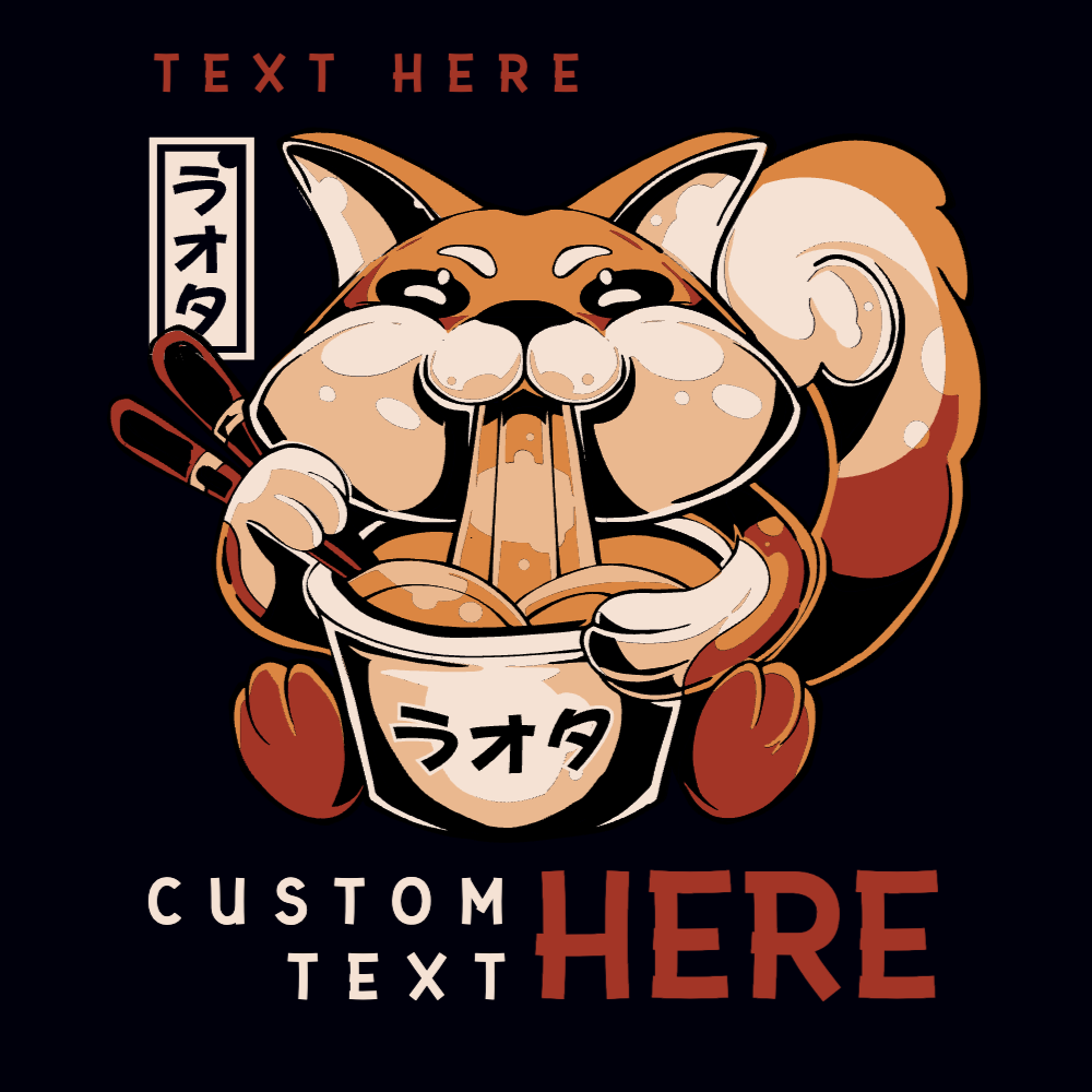 Fox eating ramen editable t-shirt template | Create Merch Online