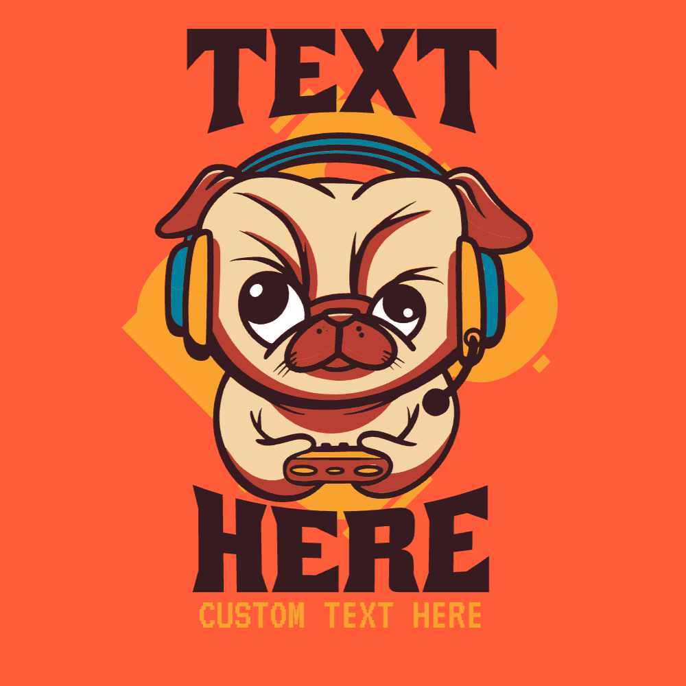 Gamer pug dog editable t-shirt template | T-Shirt Maker