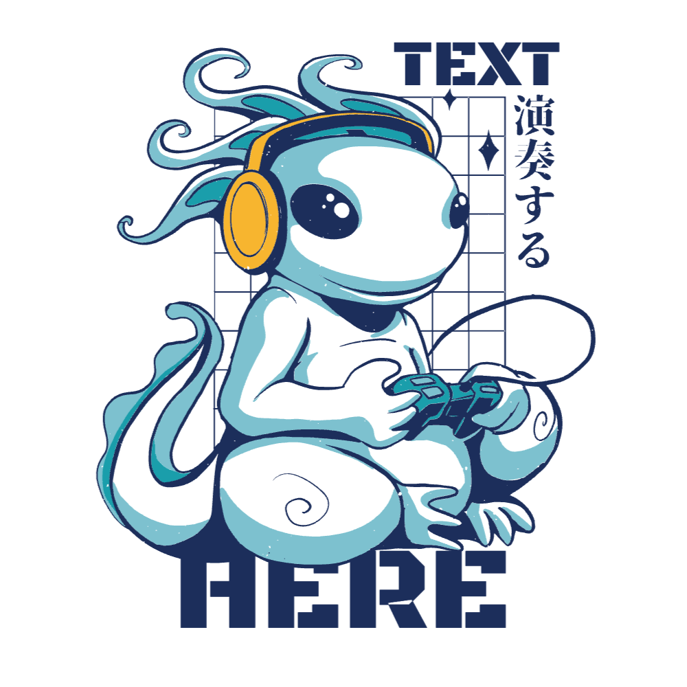 Gaming axolotl editable t-shirt template | Create Merch Online