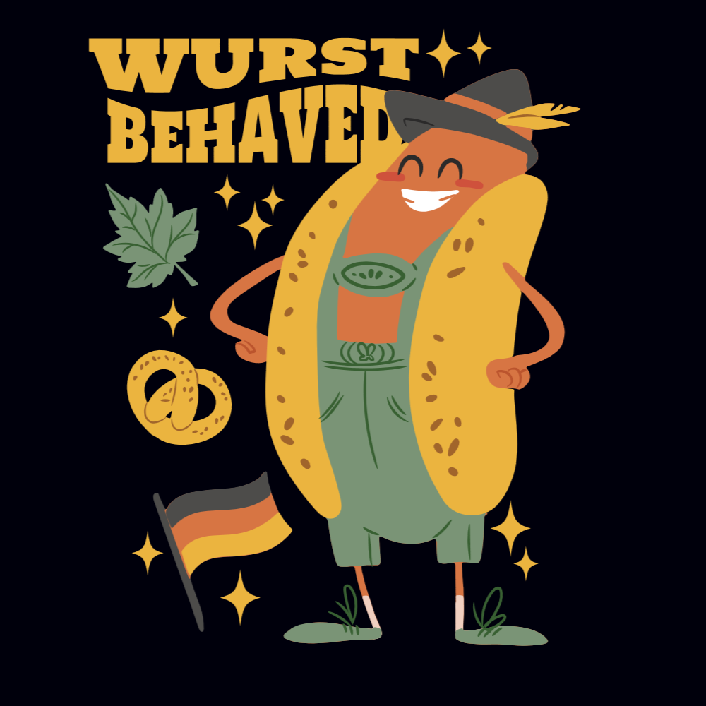 German Wurst hot dog editable t-shirt template | Create Designs