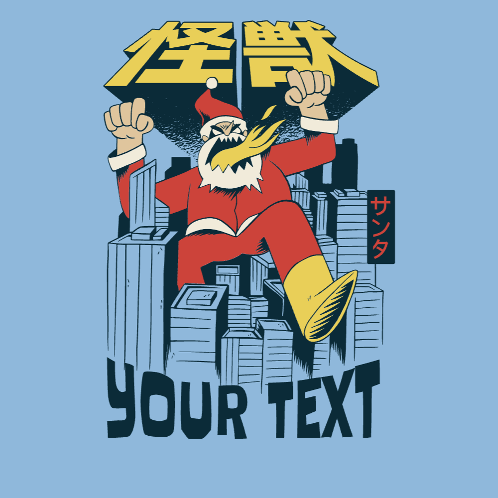 Giant evil Santa editable t-shirt template | Create Merch Online