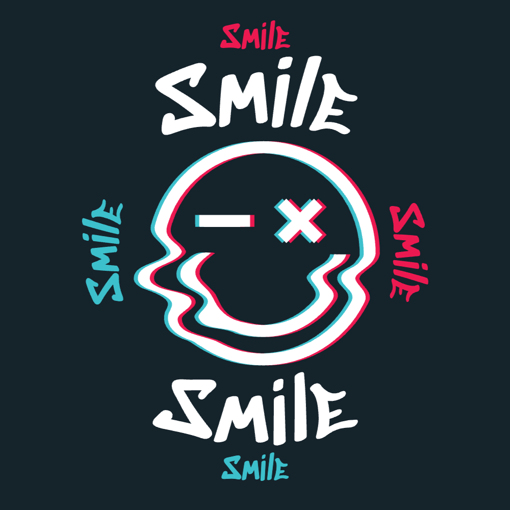 Glitch smile editable t-shirt template | Create Merch Online