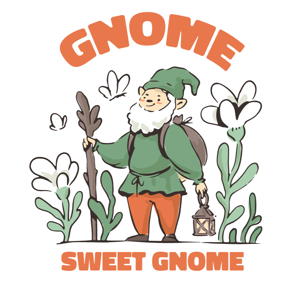 Gnome hiking editable t-shirt template
