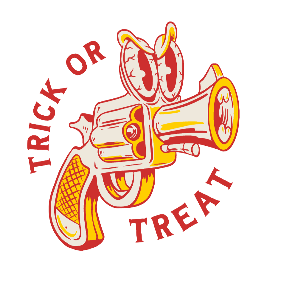 Halloween gun cartoon editable t-shirt template | Create Merch Online