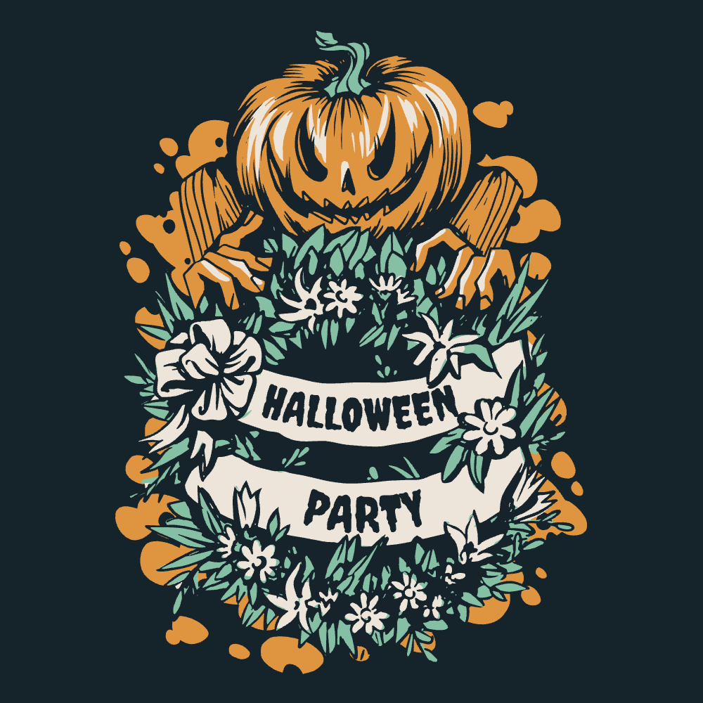 Halloween party wreath editable t-shirt template | Create Merch