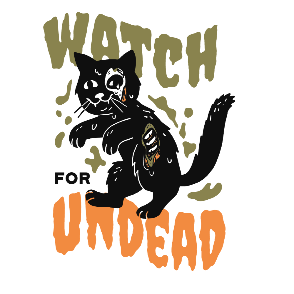 Halloween zombie cat editable t-shirt template | Create Merch Online