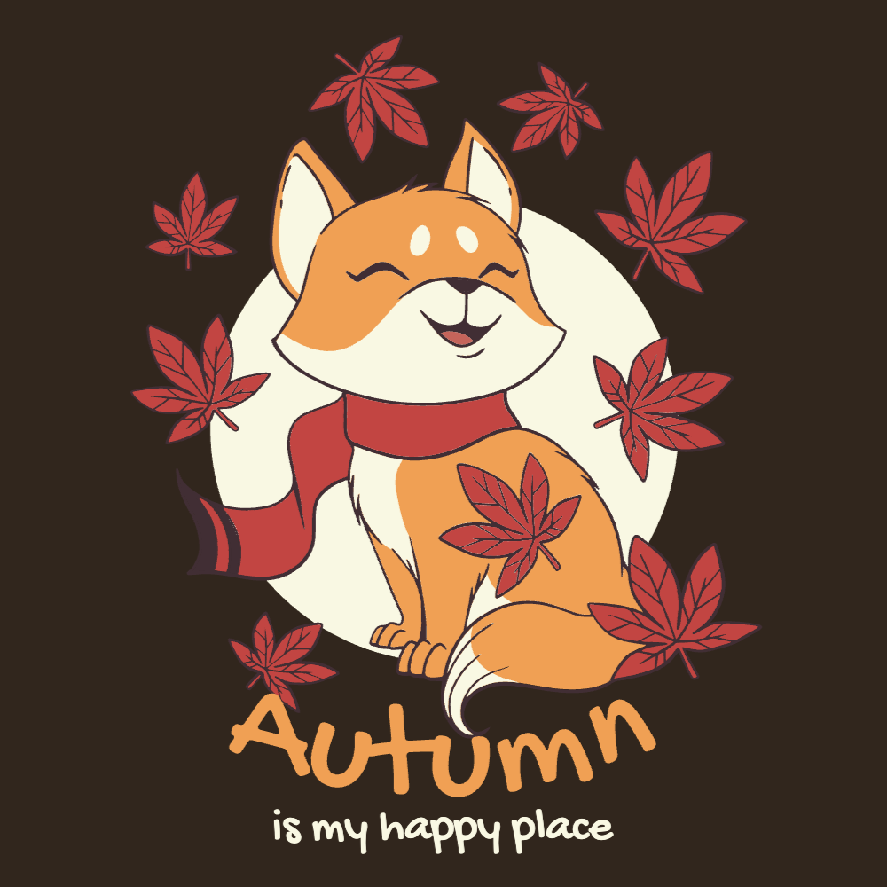 Happy cat in autumn editable t-shirt template | T-Shirt Maker