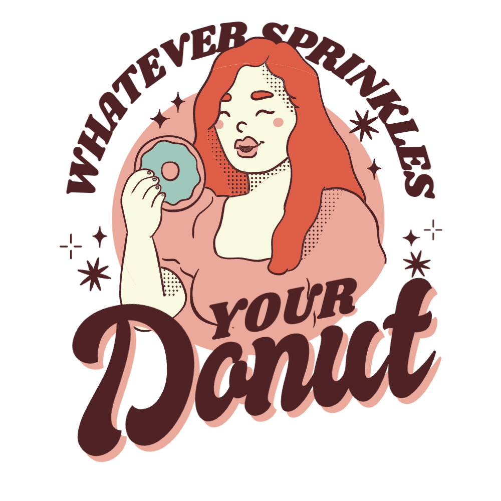 Happy girl and donut editable t-shirt template