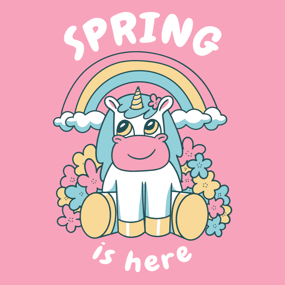 Happy unicorn spring t-shirt template editable | Create Merch Online