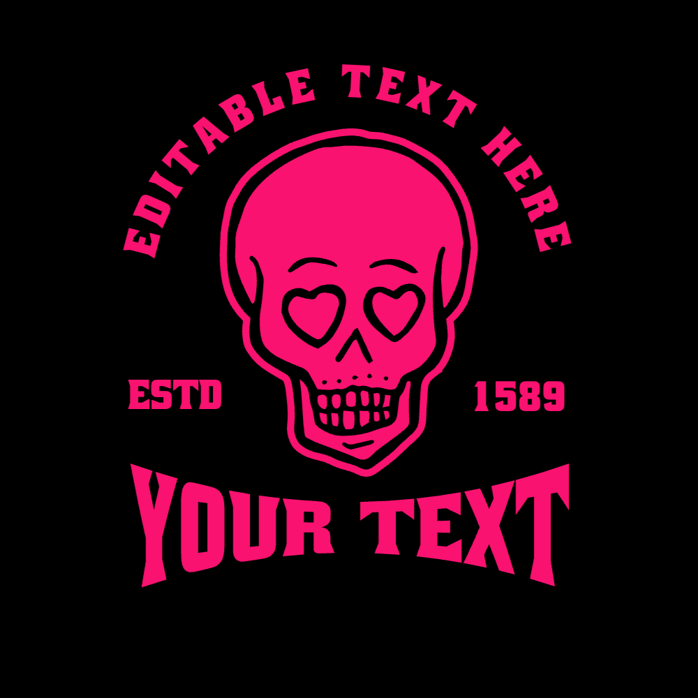 Heart eyes skull badge editable t-shirt template | Create Online