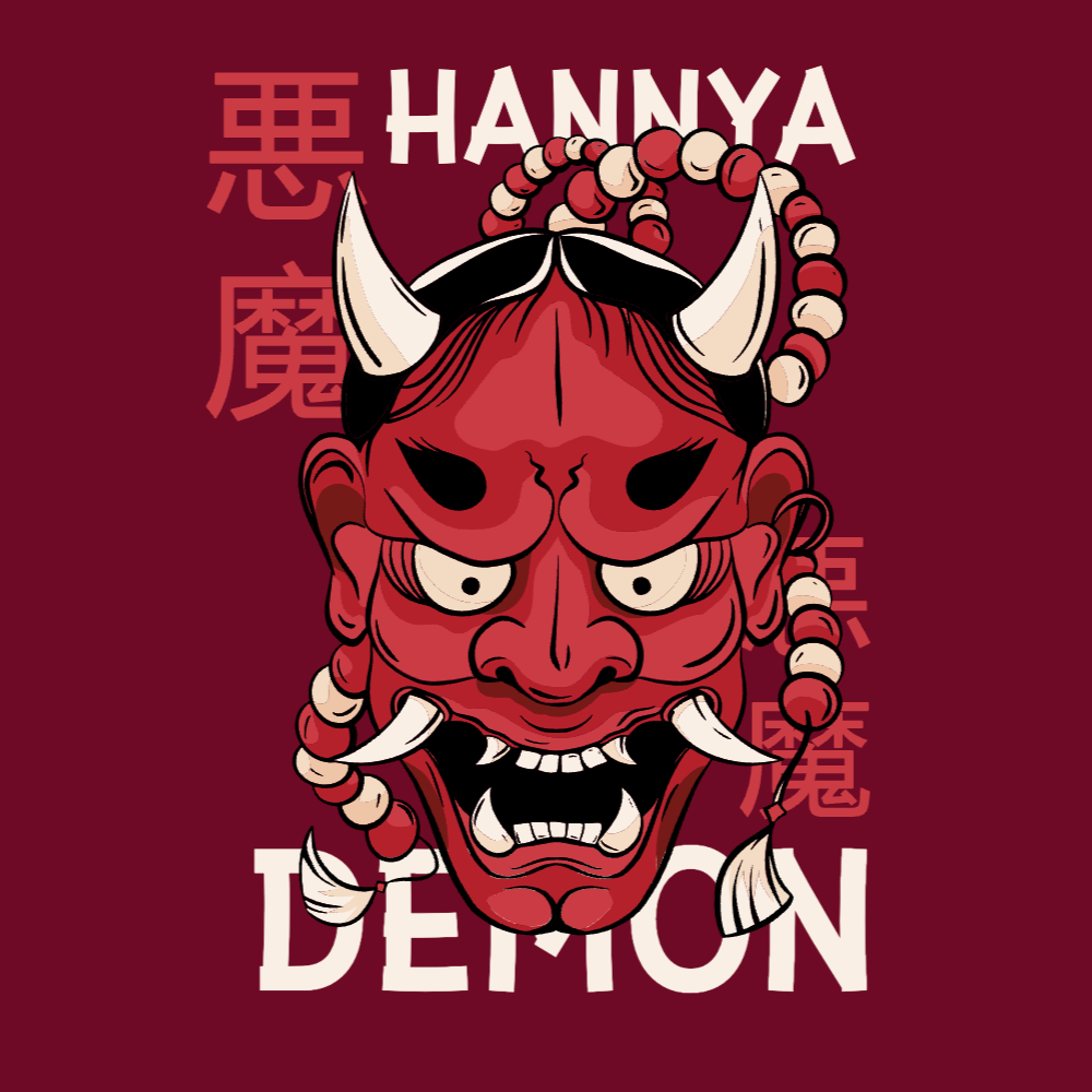 Japanese demon editable t-shirt template | Create Merch
