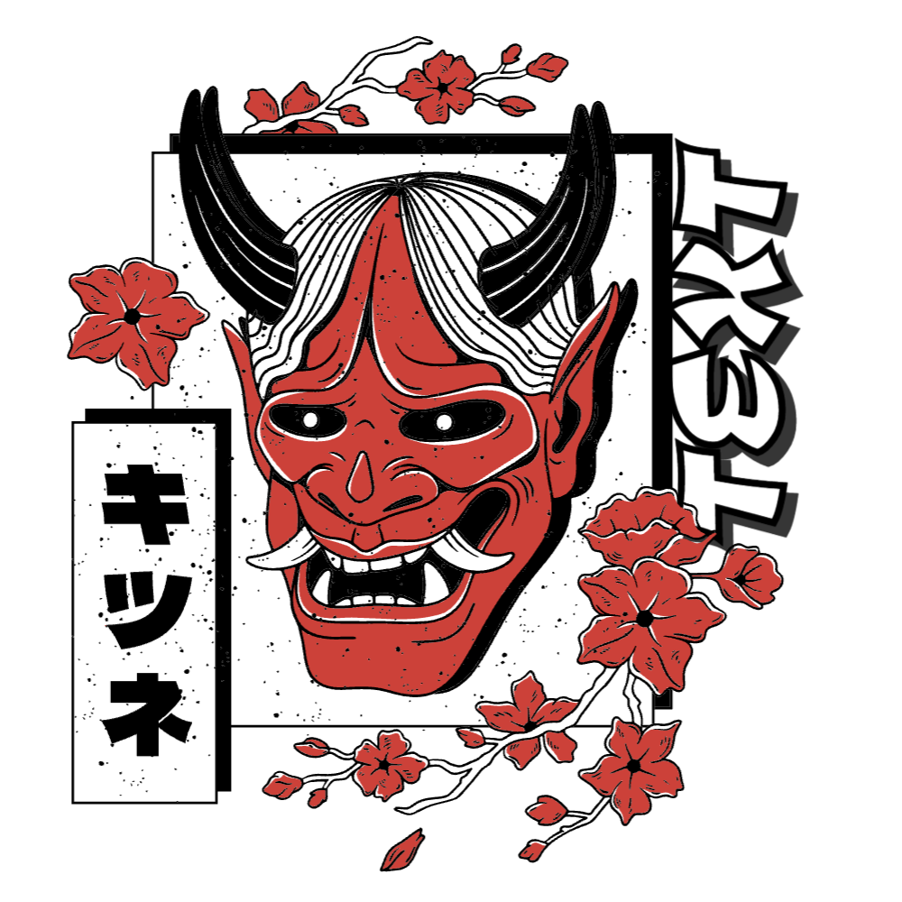 Japanese devil editable t-shirt template | Create Merch Online