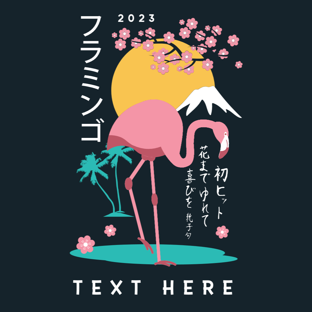 Japanese flamingo editable t-shirt template