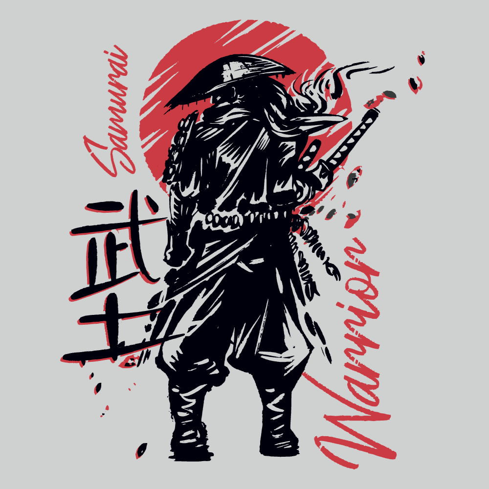 Japanese warrior samurai editable t-shirt template | Create Merch Online