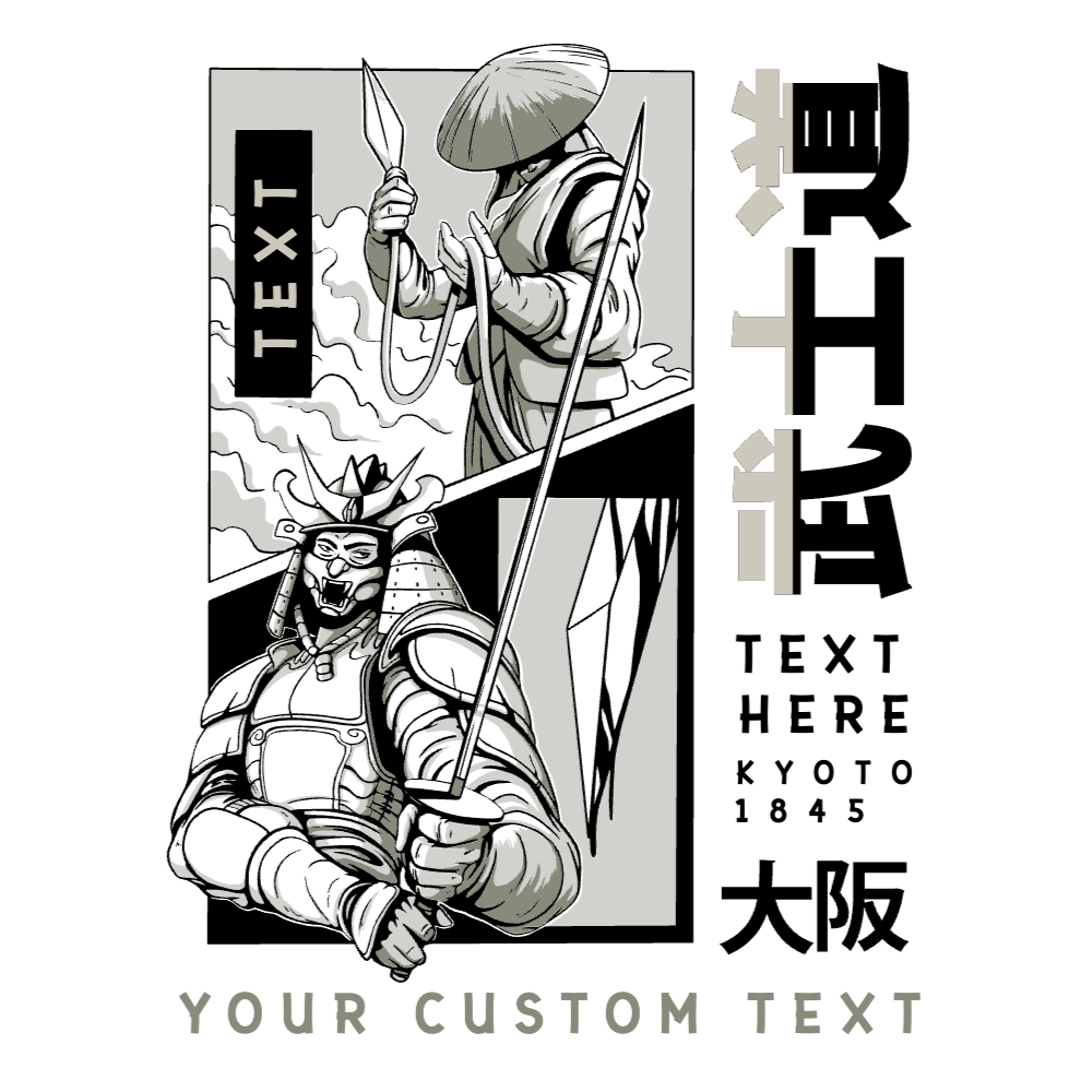 Japanese warriors fight editable t-shirt template | Create Merch