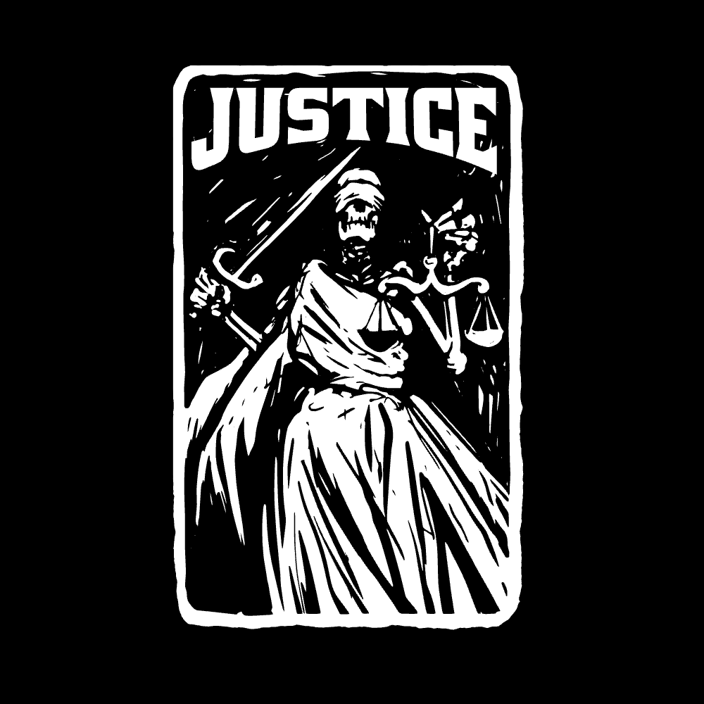 Justice tarot card editable t-shirt template