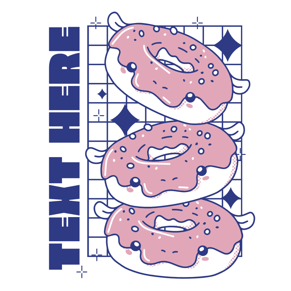 Kawaii hippo donuts editable t-shirt template | Create Online
