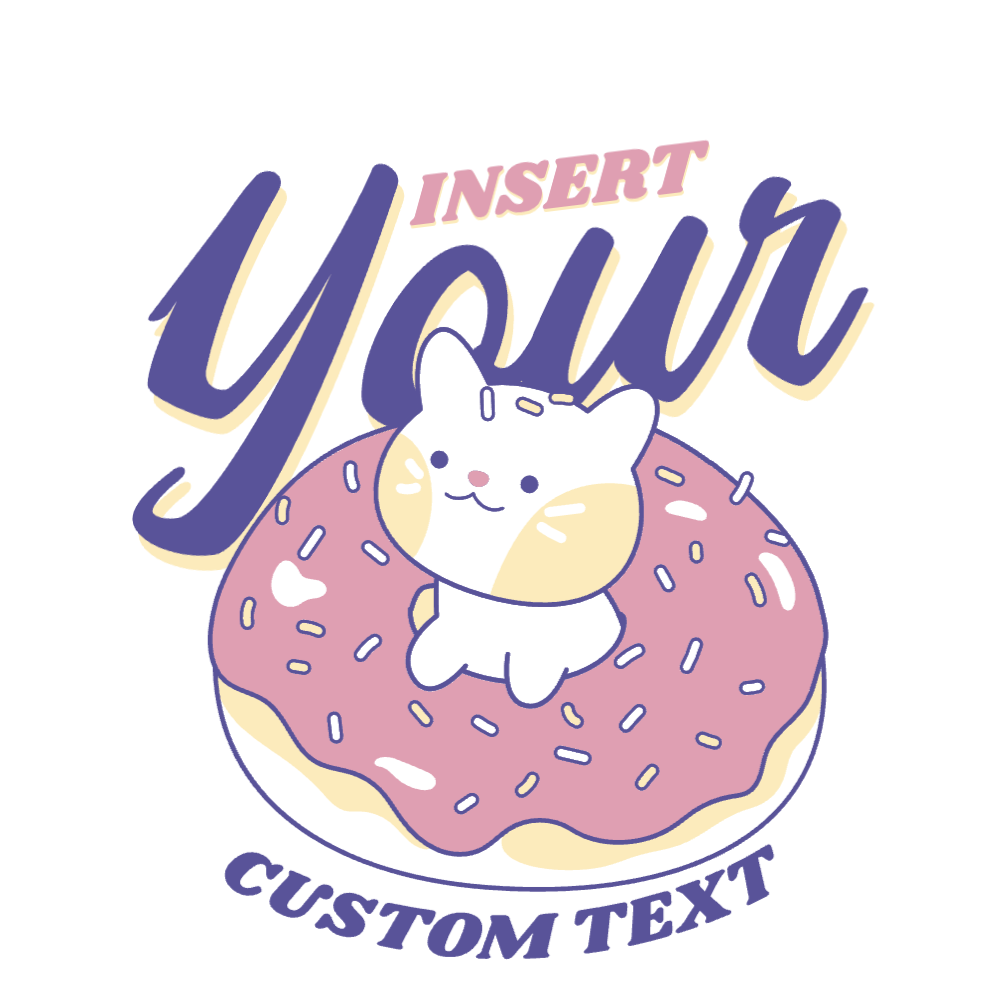 Kitten and donut editable t-shirt template