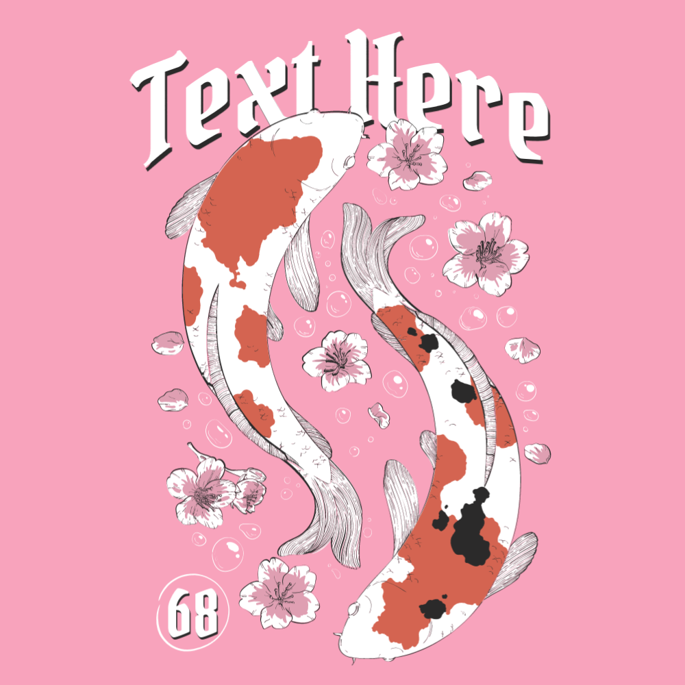 Koi fish swimming editable t-shirt template