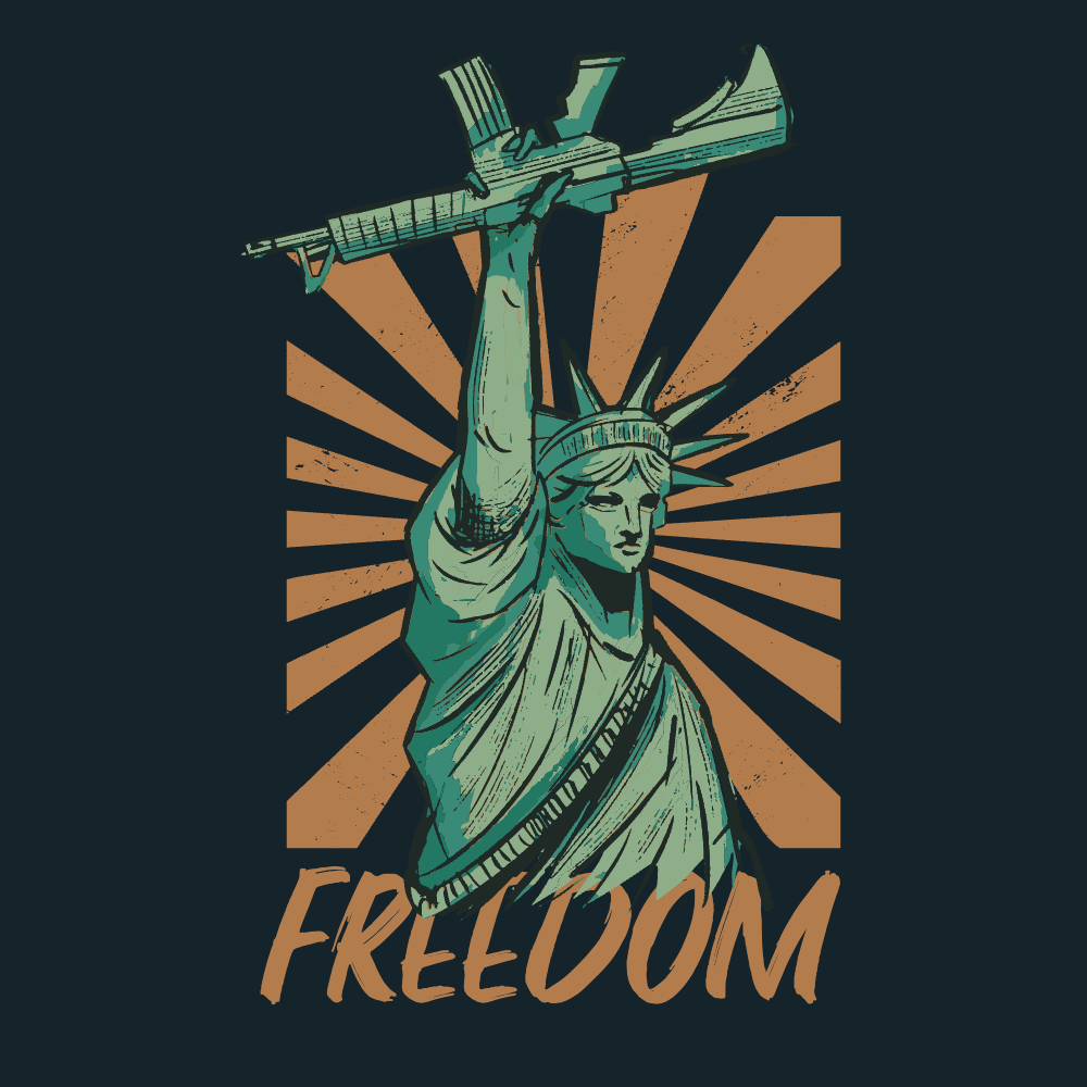Liberty statue with gun editable t-shirt template | T-Shirt Maker