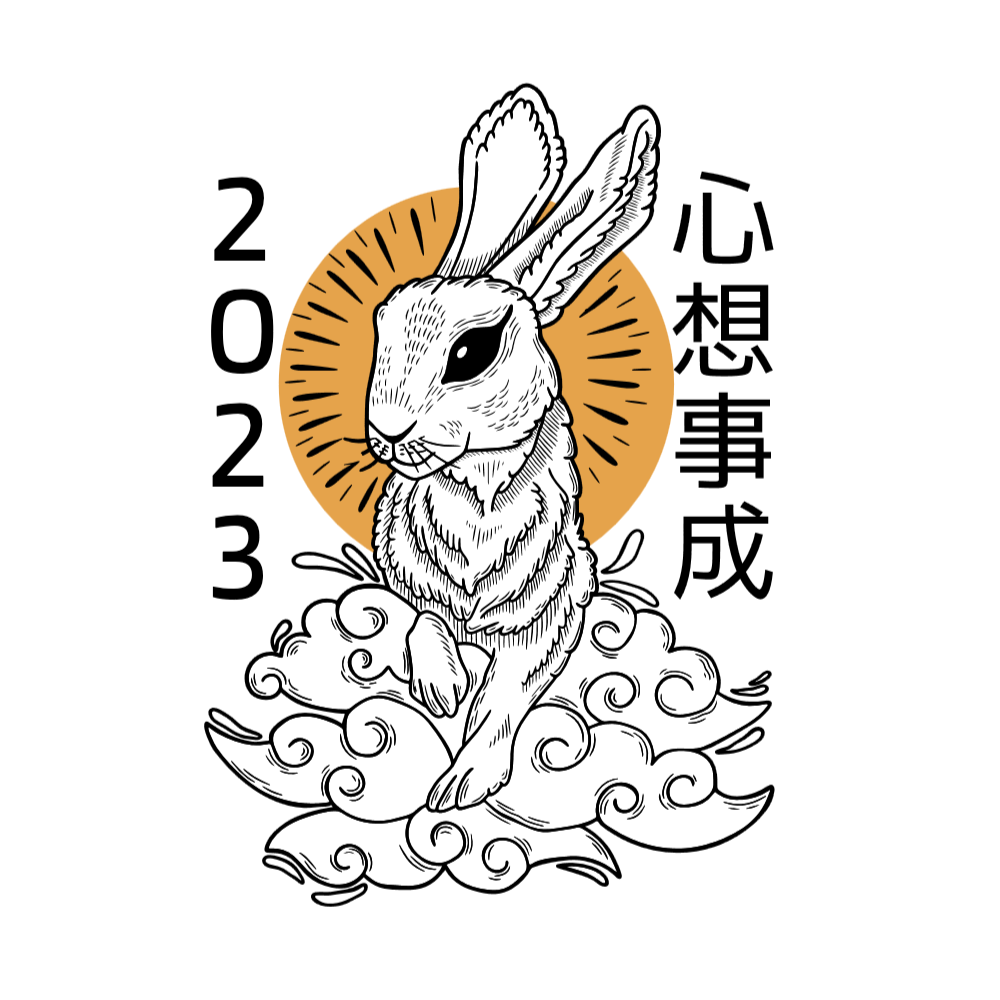 Line art rabbit editable t-shirt design template