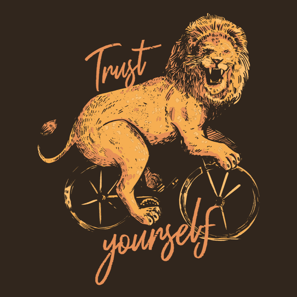 Lion in bicycle t-shirt template editable | T-Shirt Maker