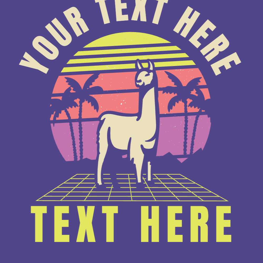 Llama retro sunset editable t-shirt template | Create Merch Online