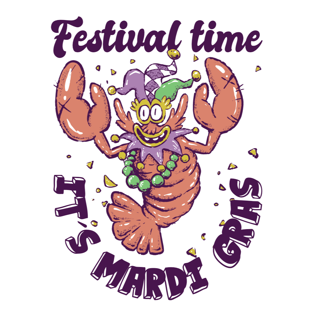 Mardi Gras shrimp editable t-shirt template