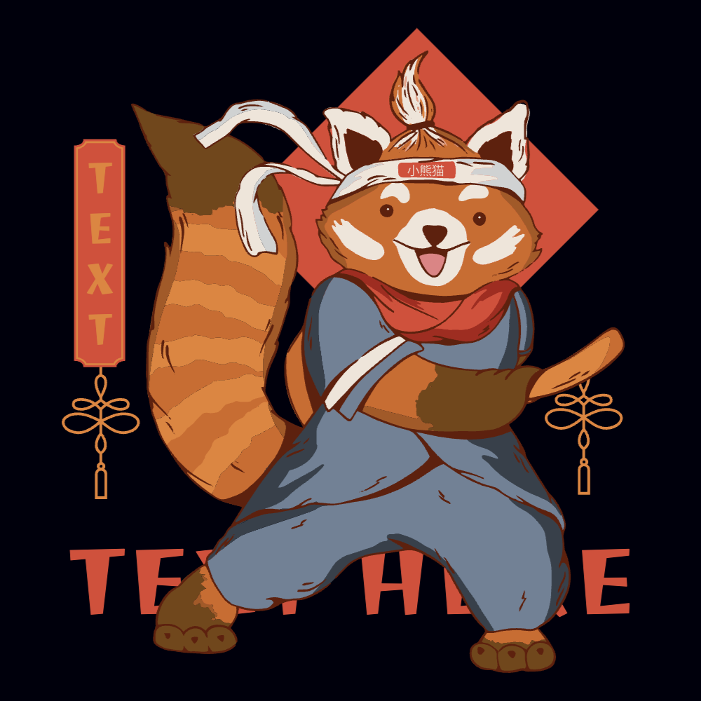 Martial arts red panda editable t-shirt template