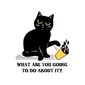 Mean black cat editable t-shirt design template