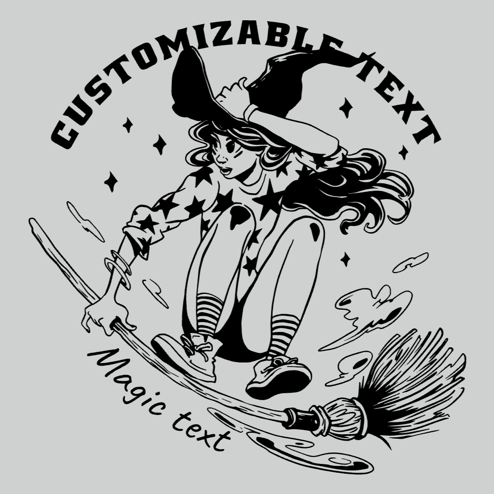 Modern witch broom editable t-shirt template | Create Merch