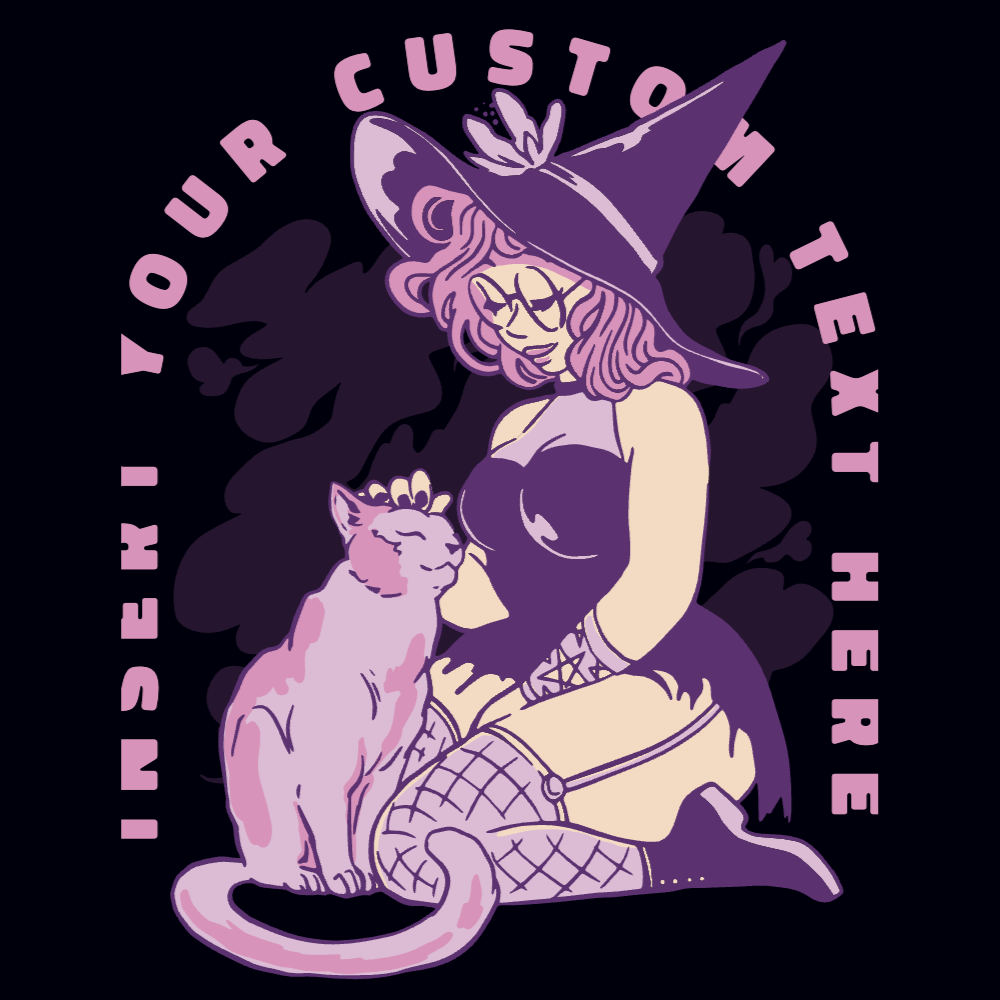 Modern witch witch cat editable t-shirt template | Create Online