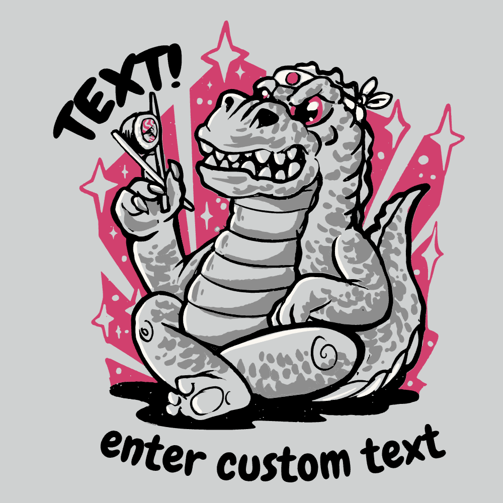 Monster eating sushi editable t-shirt template | Create Merch Online